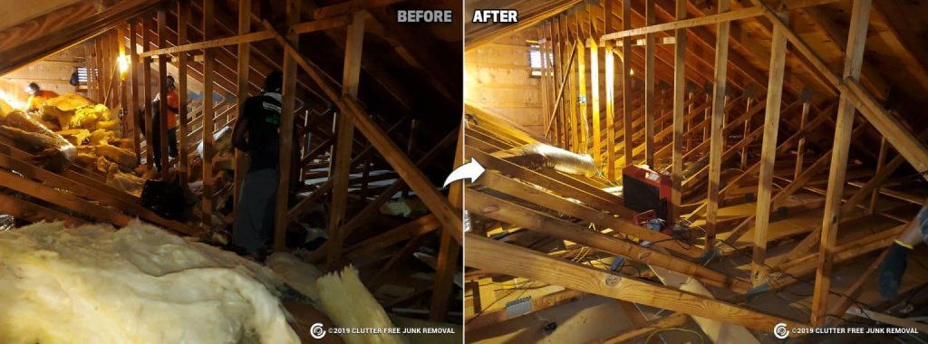 "Before and After" cluttering service in a stylish living room, bedroom, basement, and attic, showcasing a remarkable transformation for an organized and inviting living space.