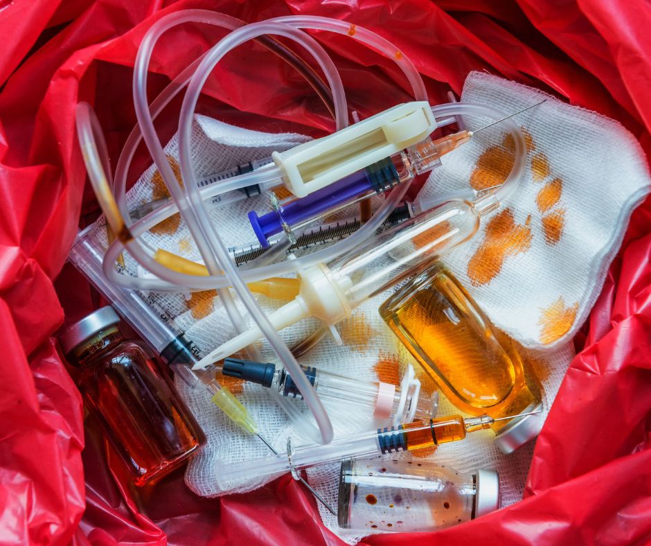 Types of Biohazard Waste - trash bag full of medical waste