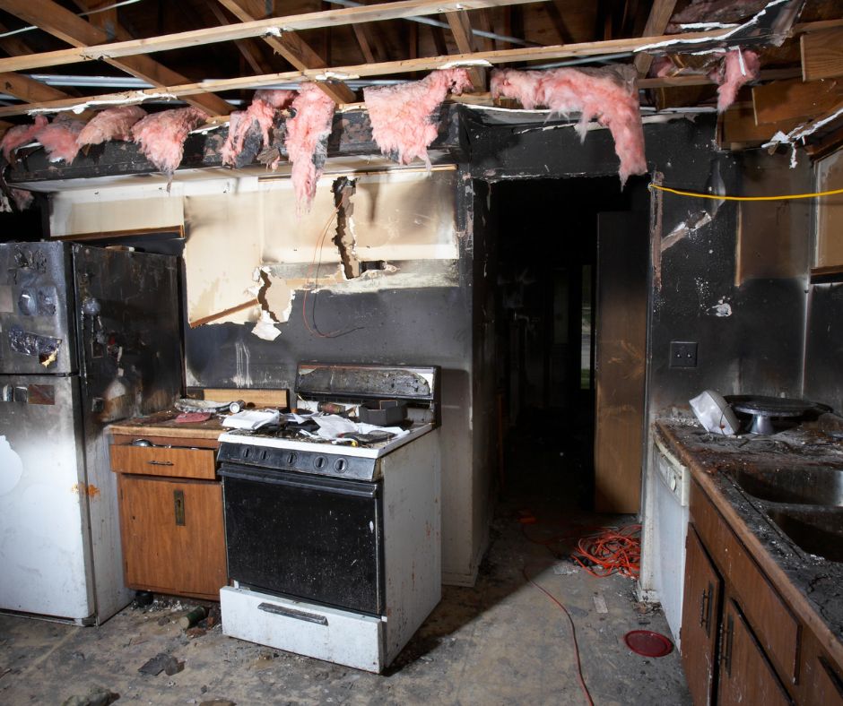 Fire Damage Cleanup in New York - after fire kitchen damage
